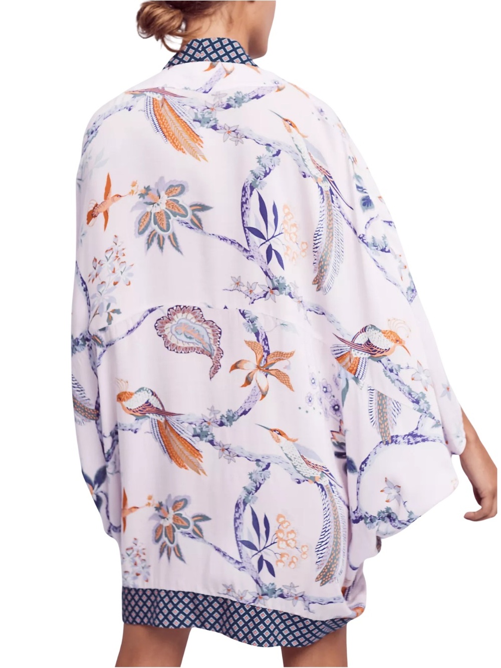 Anthropologie Floral Blush Pink Bird Kimono Eloise Larksong M/L